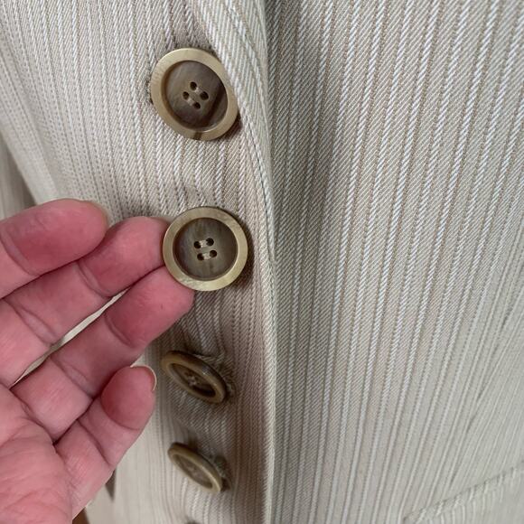 Jones New York Size 6 Blazer Jacket Beige Stripe Career Classic Capsule Wardrobe - Picture 7 of 13
